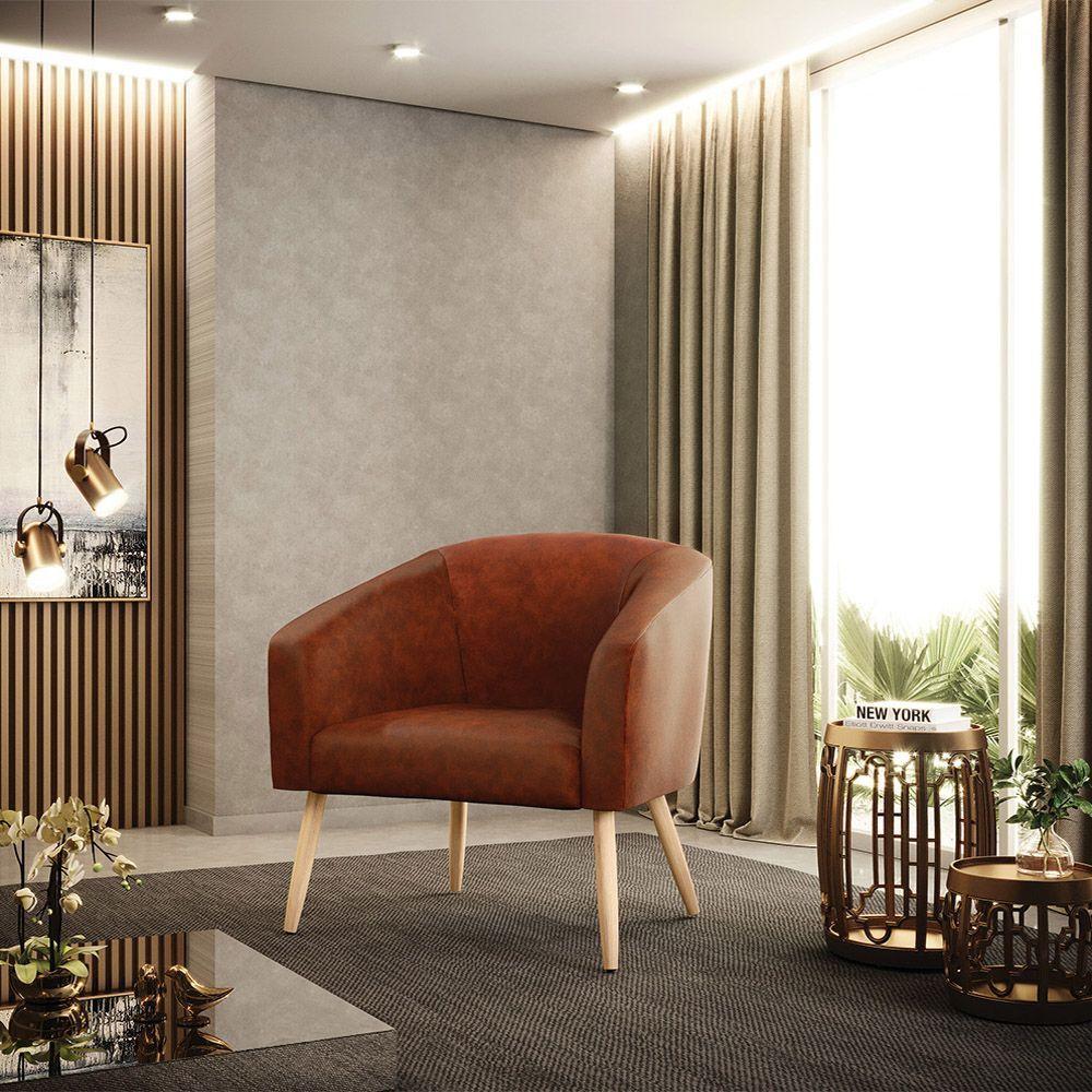 Cadeira Sala De Jantar Pé Palito Natural Stella Sintético Pu D03 - D'rossi Cor Nozes - 6