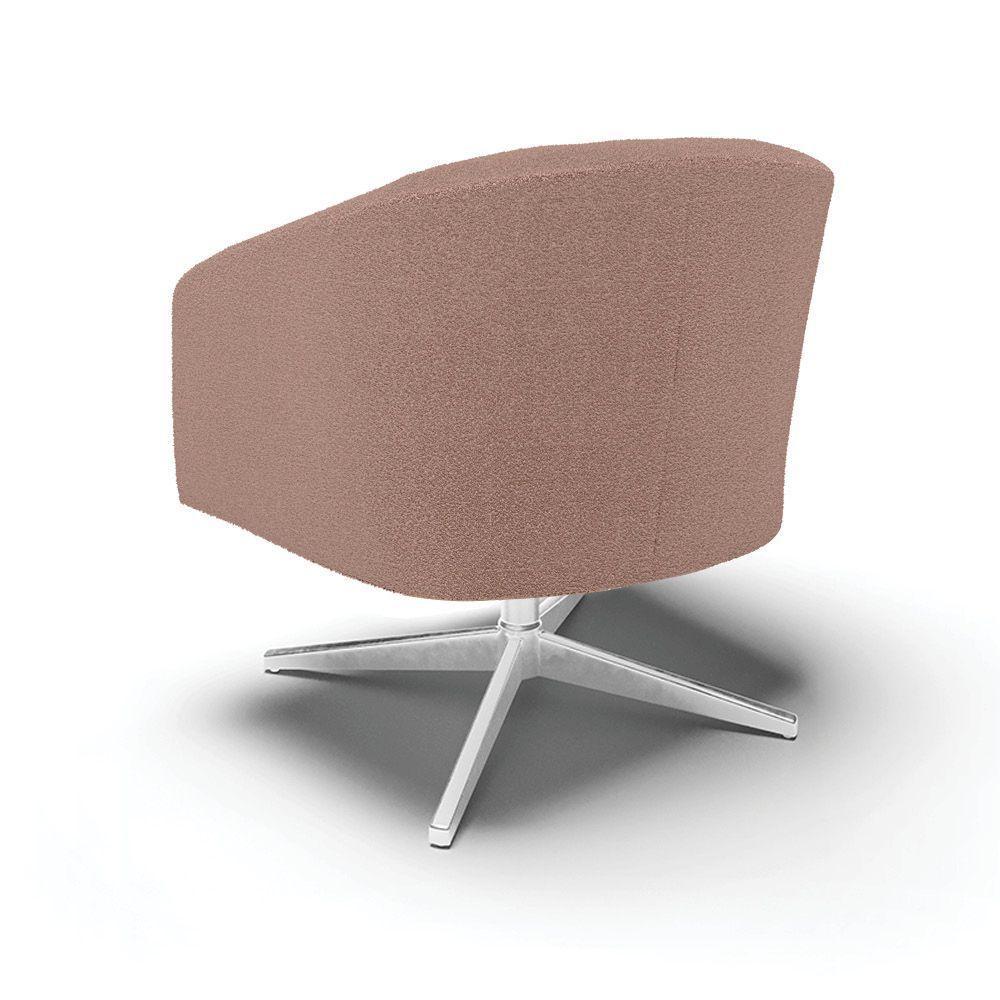 Cadeira Sala De Jantar Giratória Cromada Kit 2 Stella Bouclê D03 - D'rossi Cor Rose - 2