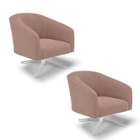 Cadeira Sala De Jantar Giratória Cromada Kit 2 Stella Bouclê D03 - D'rossi Cor Rose - 1