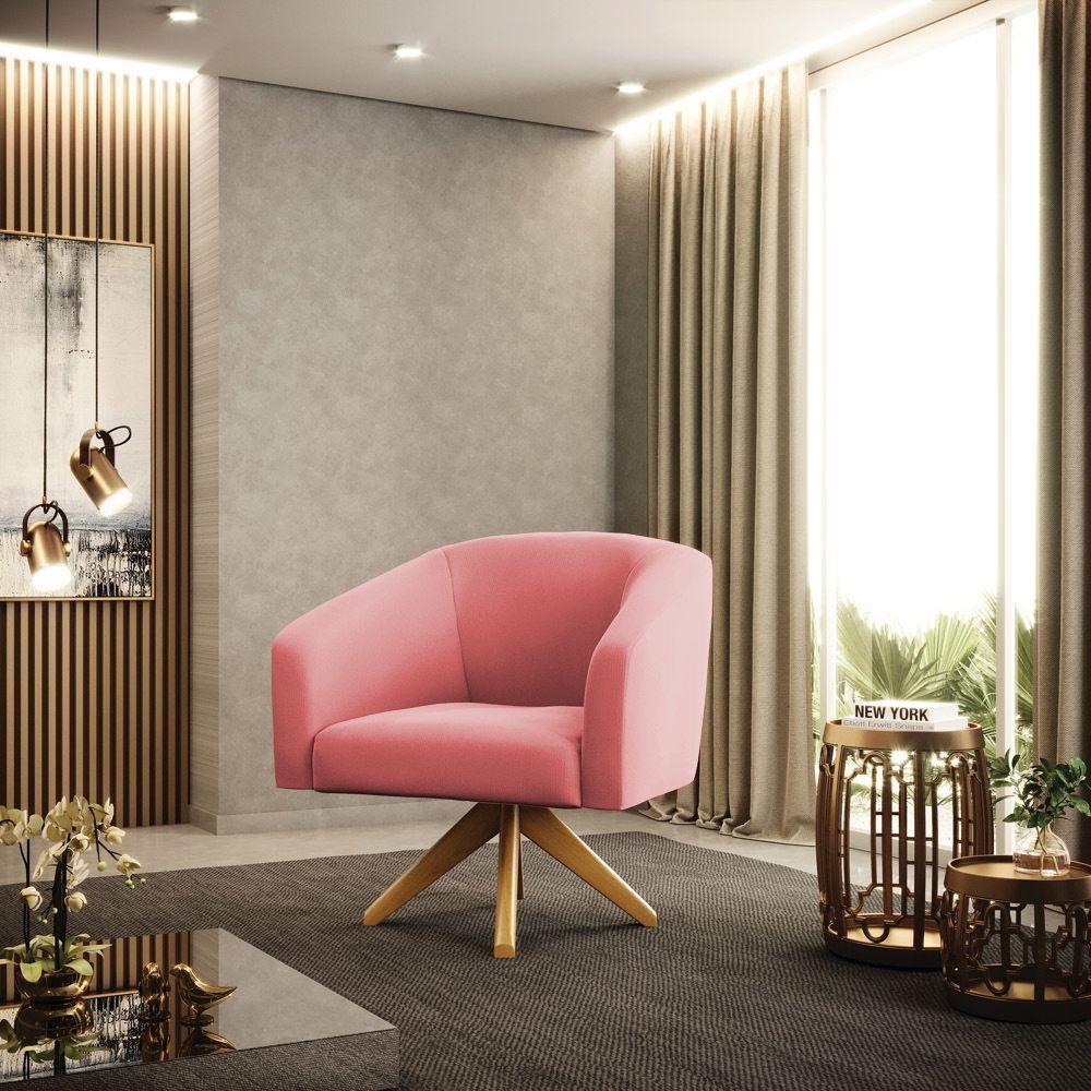 Cadeira Sala De Jantar Giratória Ma30 Kit 2 Stella Suede D03 - D'rossi Cor Rose - 6