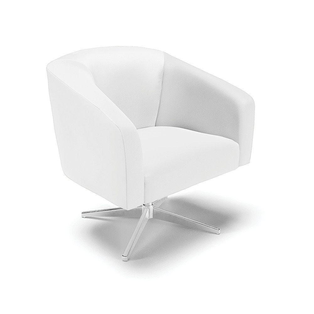 Cadeira Sala De Jantar Giratória Base Cromada Stella Sintético D03 - D'rossi Cor Branco - 1