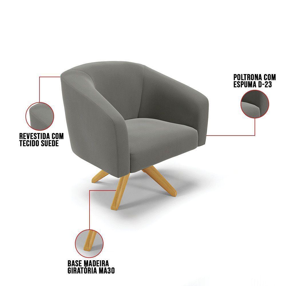 Cadeira Sala De Jantar Giratória Ma30 Stella Suede D03 - D'rossi Cor Grafite - 4