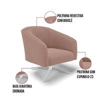 Cadeira Sala De Jantar Giratória Base Cromada Stella Bouclê D03 - D'rossi Cor Rose - 5