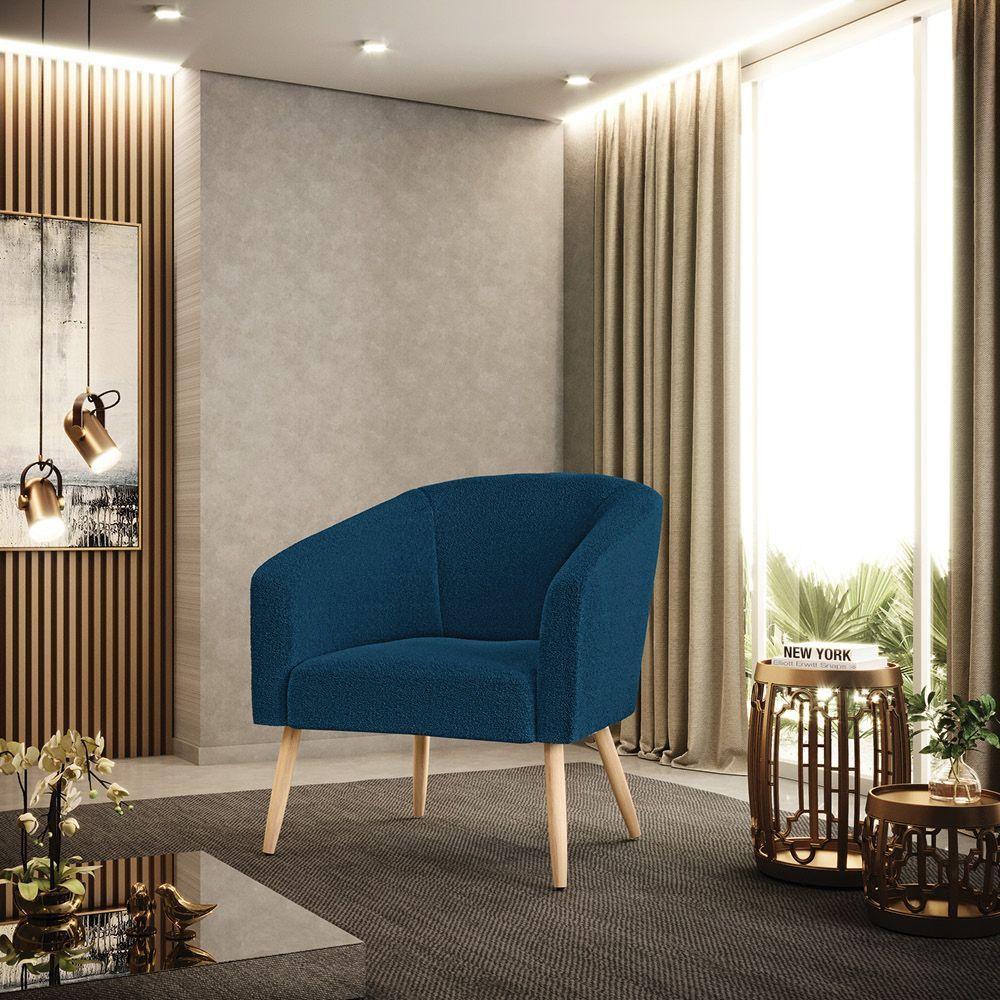 Cadeira Sala De Jantar Pé Palito Natural Kit 2 Stella Bouclê D03 - D'rossi Cor Azul - 6