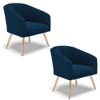 Cadeira Sala De Jantar Pé Palito Natural Kit 2 Stella Bouclê D03 - D'rossi Cor Azul - 1