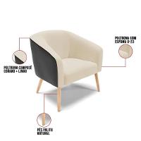 Cadeira Sala De Jantar Pé Palito Natural Kit 2 Stella Pto/linho D03 - D'rossi Cor Bege - 6