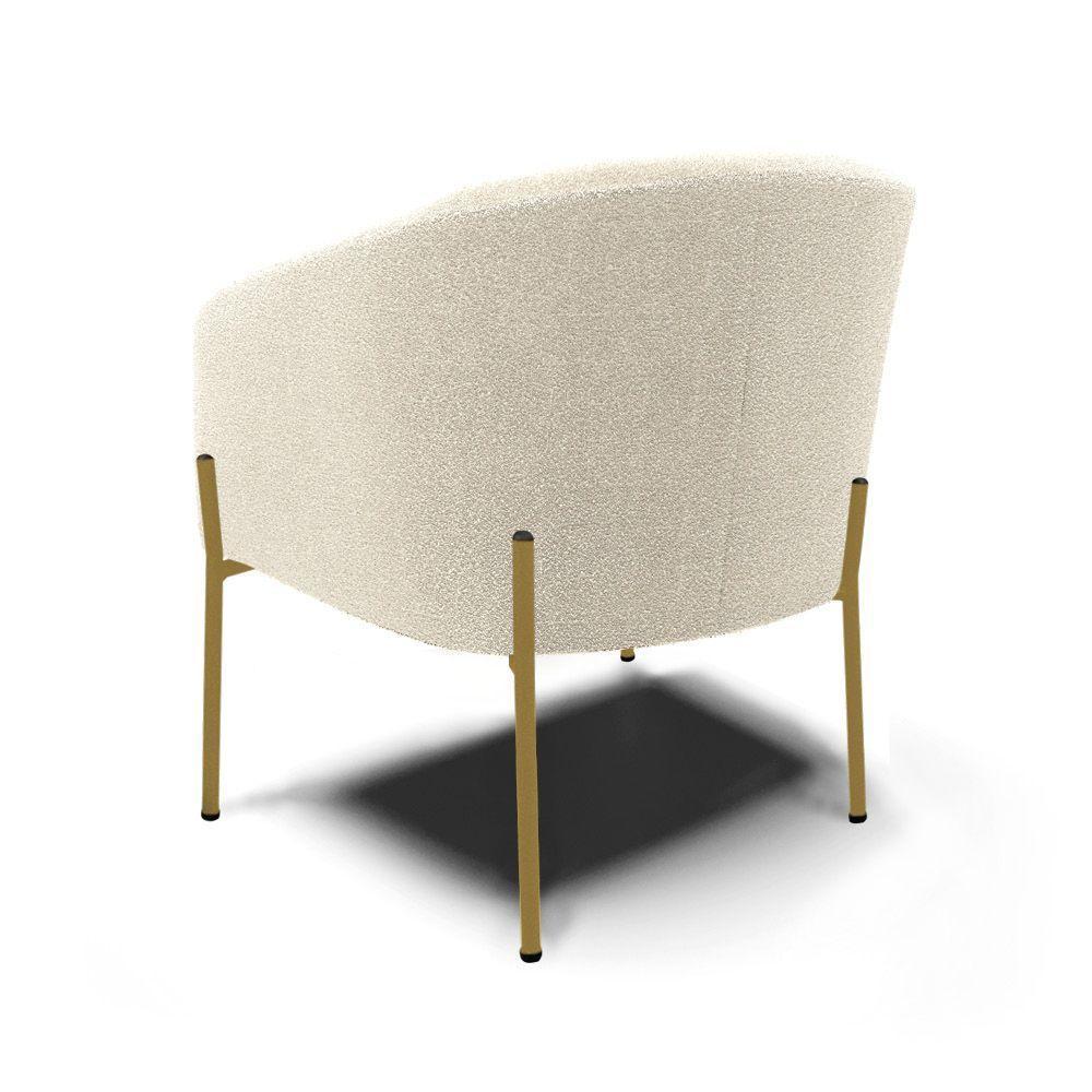 Cadeira Sala De Jantar Pé De Ferro Dourado Stella Bouclê D03 - D'rossi Cor Bege - 2
