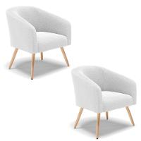 Cadeira Sala De Jantar Pé Palito Natural Kit 2 Stella Bouclê D03 - D'rossi Cor Off White - 1