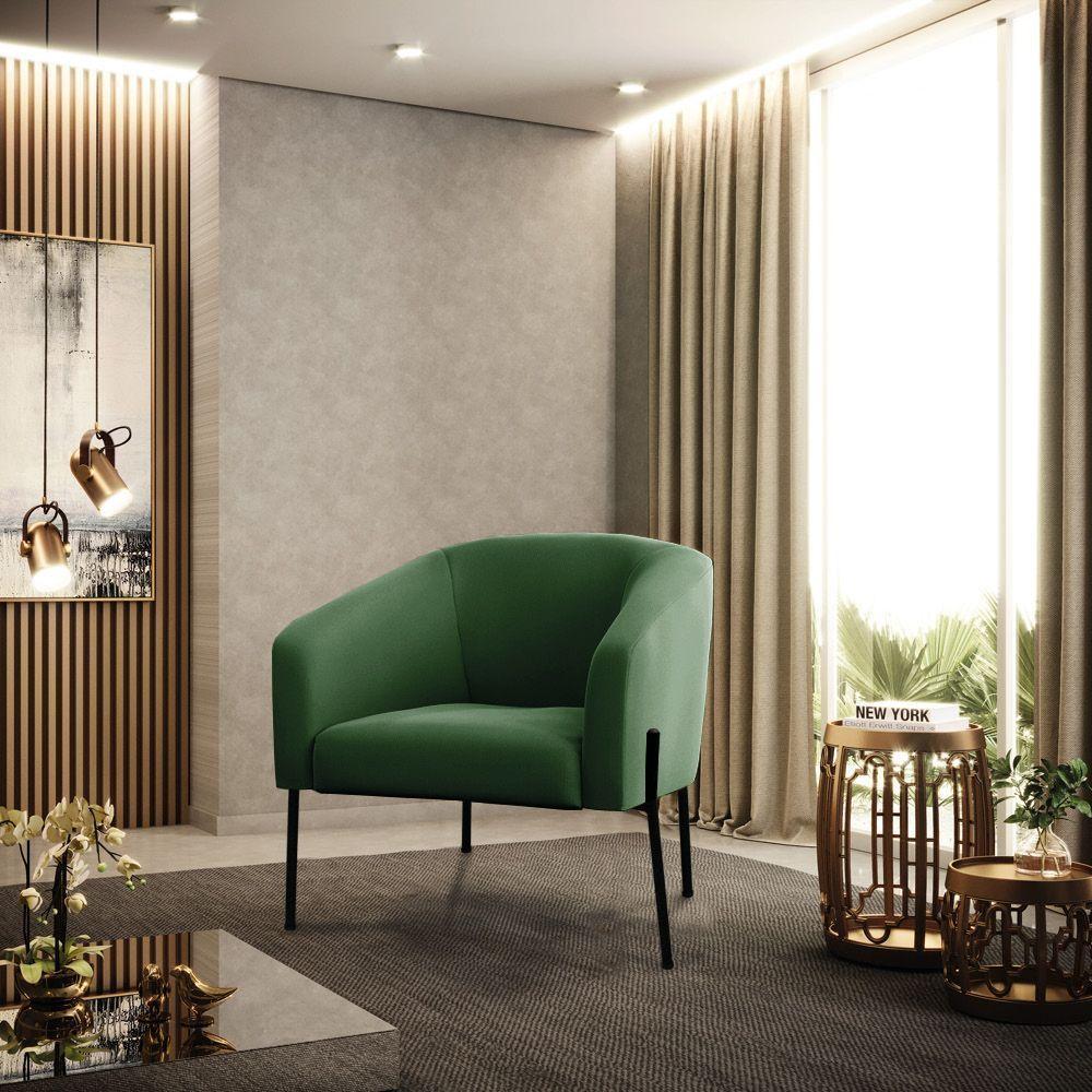 Cadeira Sala De Jantar Pé De Ferro Preto Kit 2 Stella Suede D03 - D'rossi Cor Verde - 6