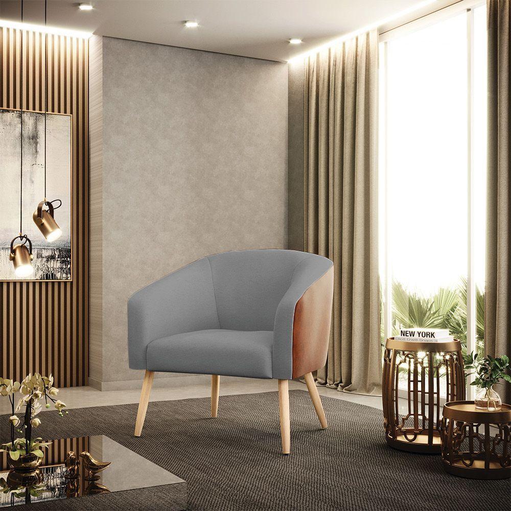 Cadeira Sala De Jantar Pé Palito Natural Stella Noz/linho D03 - D'rossi Cor Grafite - 6