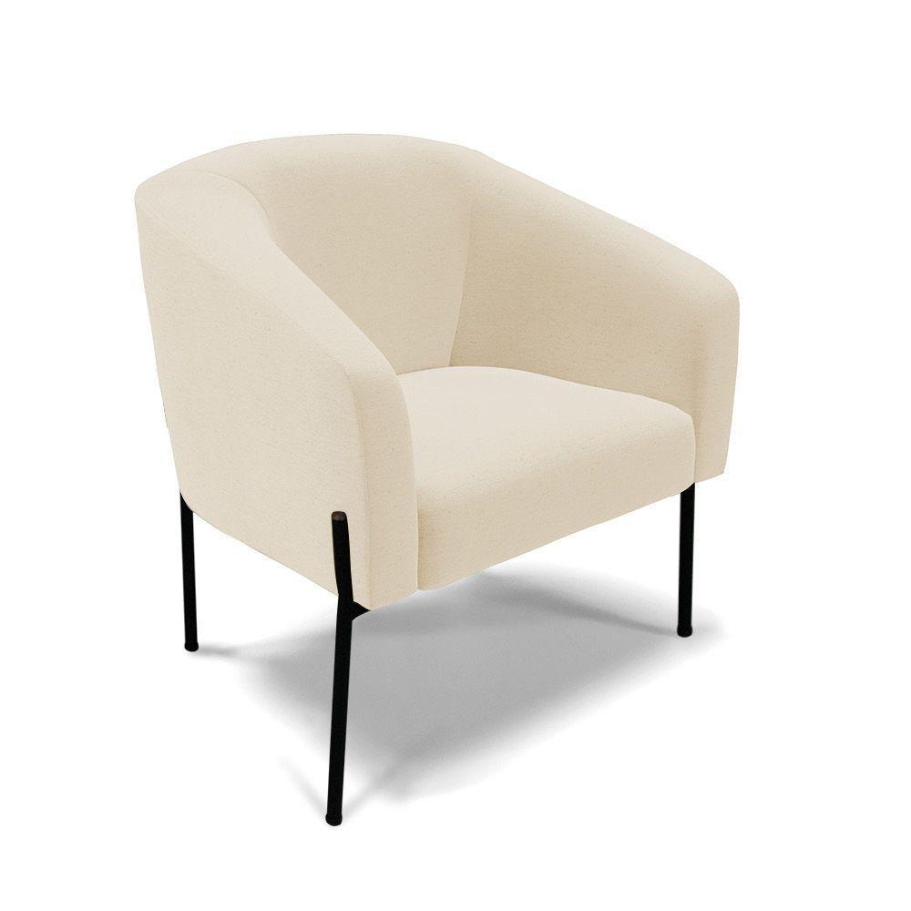 Cadeira Sala De Jantar Pé De Ferro Preto Kit 2 Stella Linho D03 - D'rossi Cor Bege - 2