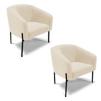 Cadeira Sala De Jantar Pé De Ferro Preto Kit 2 Stella Linho D03 - D'rossi Cor Bege - 1