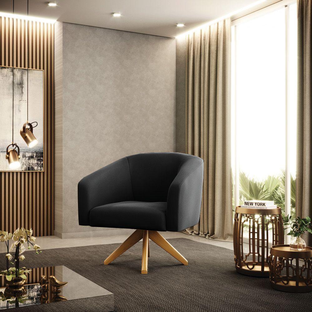 Cadeira Sala De Jantar Giratória Ma30 Kit 2 Stella Suede D03 - D'rossi Cor Preto - 6