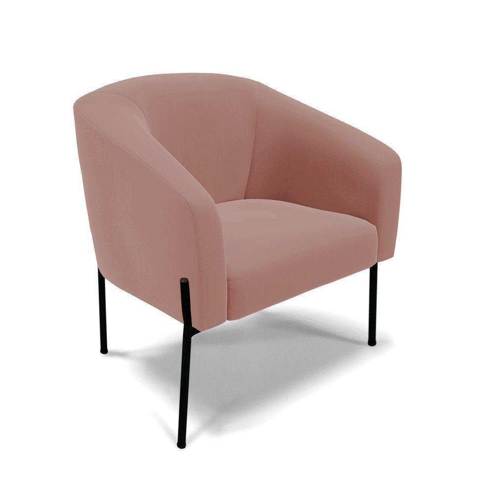 Cadeira Sala De Jantar Pé De Ferro Preto Kit 2 Stella Veludo D03 - D'rossi Cor Rose - 2