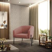 Cadeira Sala De Jantar Pé De Ferro Preto Kit 2 Stella Veludo D03 - D'rossi Cor Rose - 6