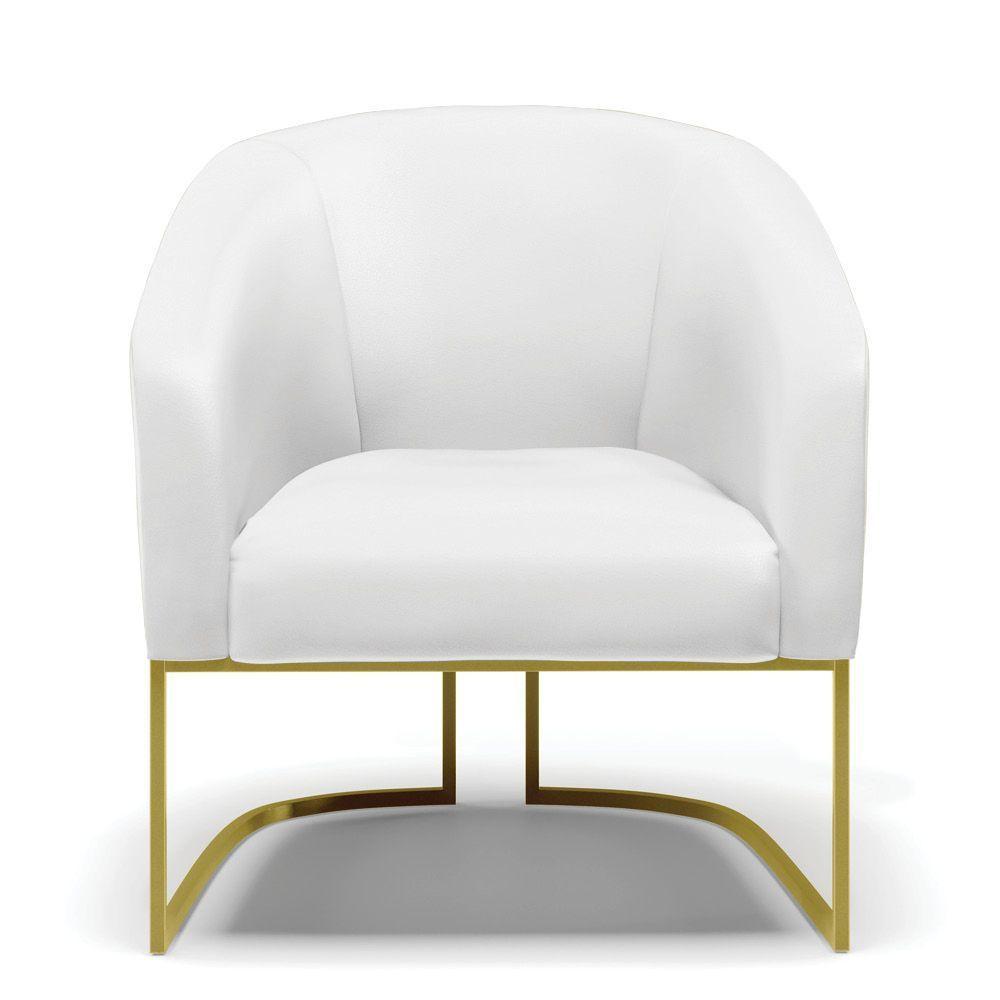 Cadeira Sala De Jantar Base Industrial Dourado Stella Sintético D03 - D'rossi Cor Branco - 3