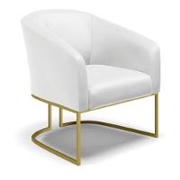 Cadeira Sala De Jantar Base Industrial Dourado Stella Sintético D03 - D'rossi Cor Branco - 1