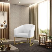 Cadeira Sala De Jantar Base Industrial Dourado Stella Sintético D03 - D'rossi Cor Branco - 6