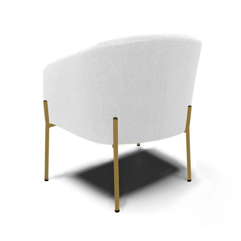Cadeira Sala De Jantar Pé Ferro Dourado Kit 2 Stella Bouclê D03 - D'rossi Cor Off White - 4