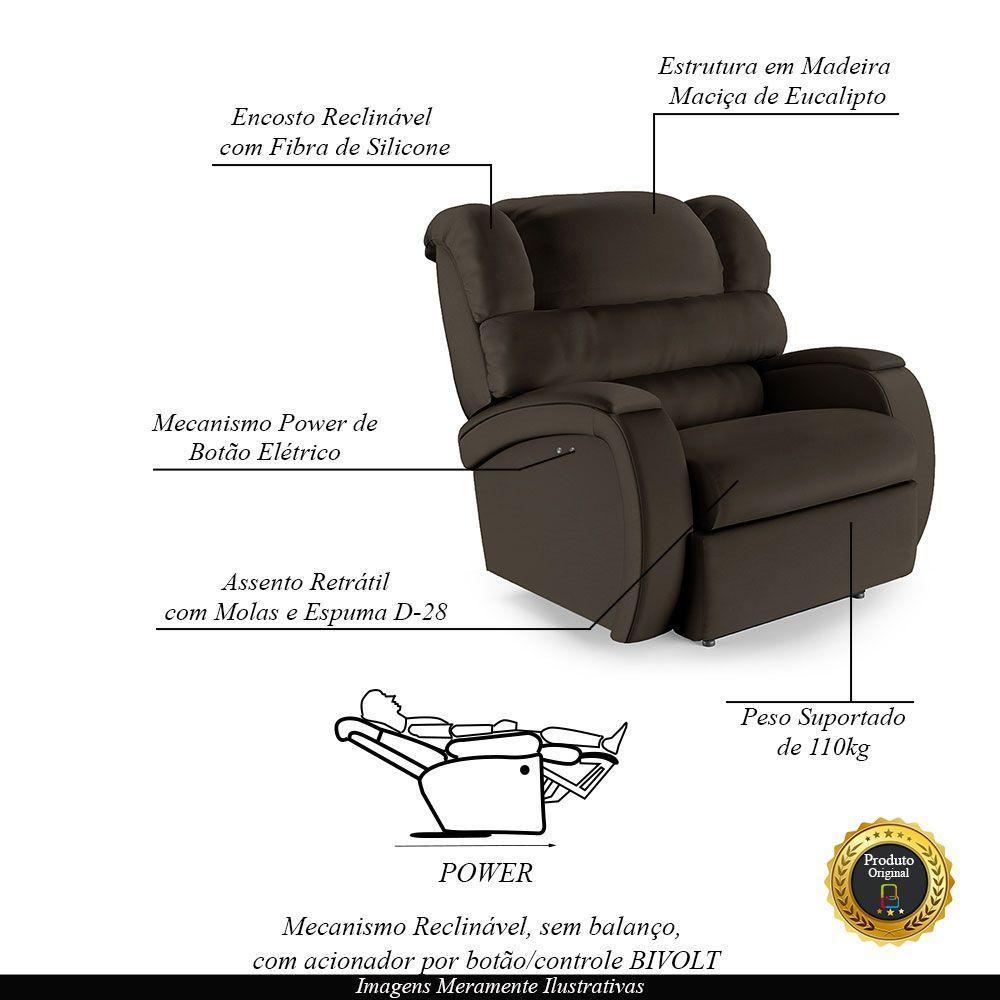 Poltrona Do Papai Reclinável Napoli Power Touch Pu Marrom Fh1 - 6