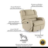 Poltrona Do Papai Reclinável Napoli Glider Giratória Linho Bege Fh1 - 6