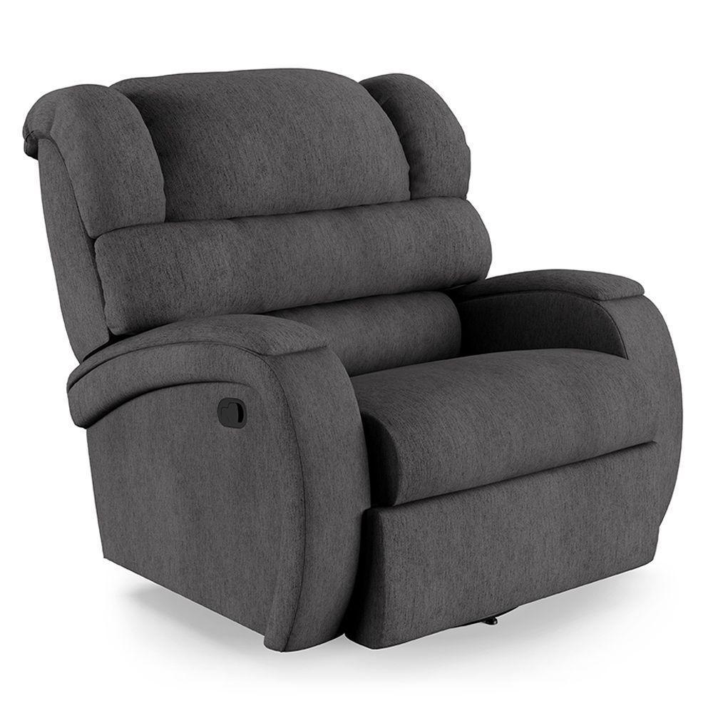 Poltrona Do Papai Reclinável Napoli Glider Giratória Massagem Linho Grafite Fh1 - 1