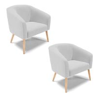 Cadeira Sala De Jantar Pé Palito Natural Kit 2 Stella Linho D03 - D'rossi Cor Cinza - 1