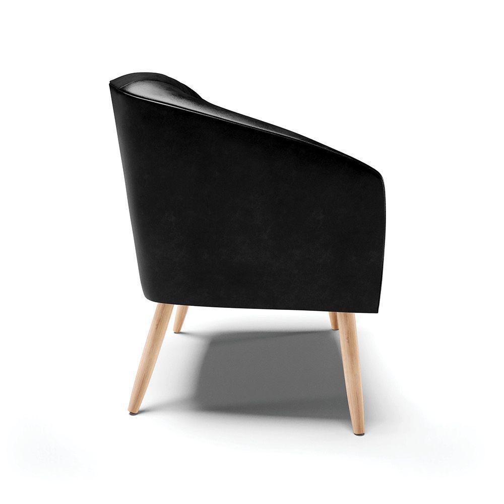 Cadeira Sala De Jantar Pé Palito Natural Kit 2 Stella Sintético Pu D03 - D'rossi Cor Preto - 2