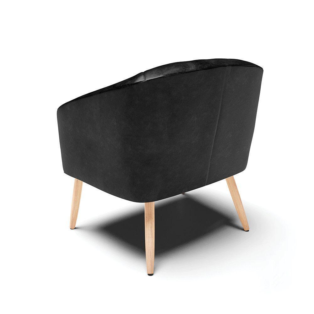 Cadeira Sala De Jantar Pé Palito Natural Kit 2 Stella Sintético Pu D03 - D'rossi Cor Preto - 4