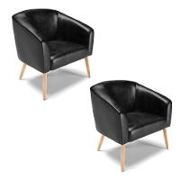 Cadeira Sala De Jantar Pé Palito Natural Kit 2 Stella Sintético Pu D03 - D'rossi Cor Preto - 1