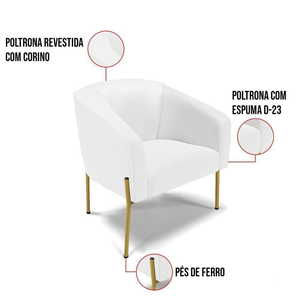 Cadeira Sala De Jantar Pé De Ferro Dourado Stella Sintético D03 - D'rossi Cor Branco - 5
