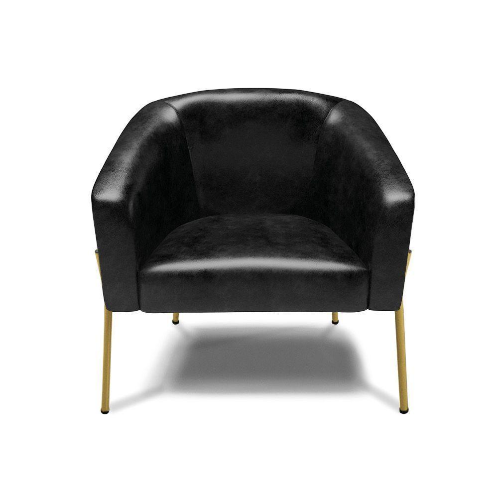 Cadeira Sala De Jantar Pé De Ferro Dourado Stella Sintético Pu D03 - D'rossi Cor Preto - 2