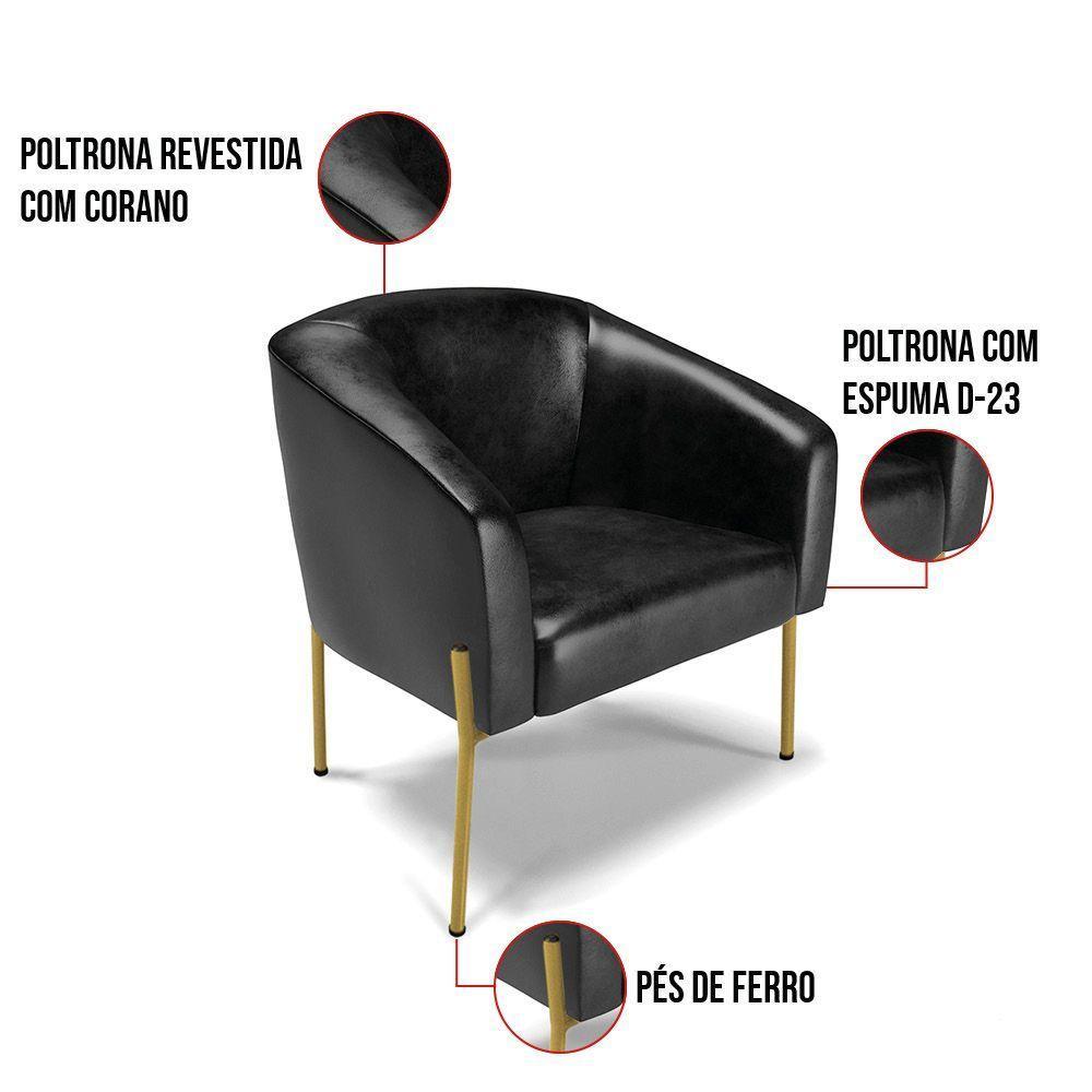 Cadeira Sala De Jantar Pé De Ferro Dourado Stella Sintético Pu D03 - D'rossi Cor Preto - 5