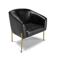 Cadeira Sala De Jantar Pé De Ferro Dourado Stella Sintético Pu D03 - D'rossi Cor Preto - 1