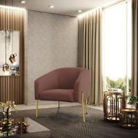 Cadeira Sala De Jantar Pé De Ferro Dourado Kit 2 Stella Veludo D03 - D'rossi Cor Rose - 6