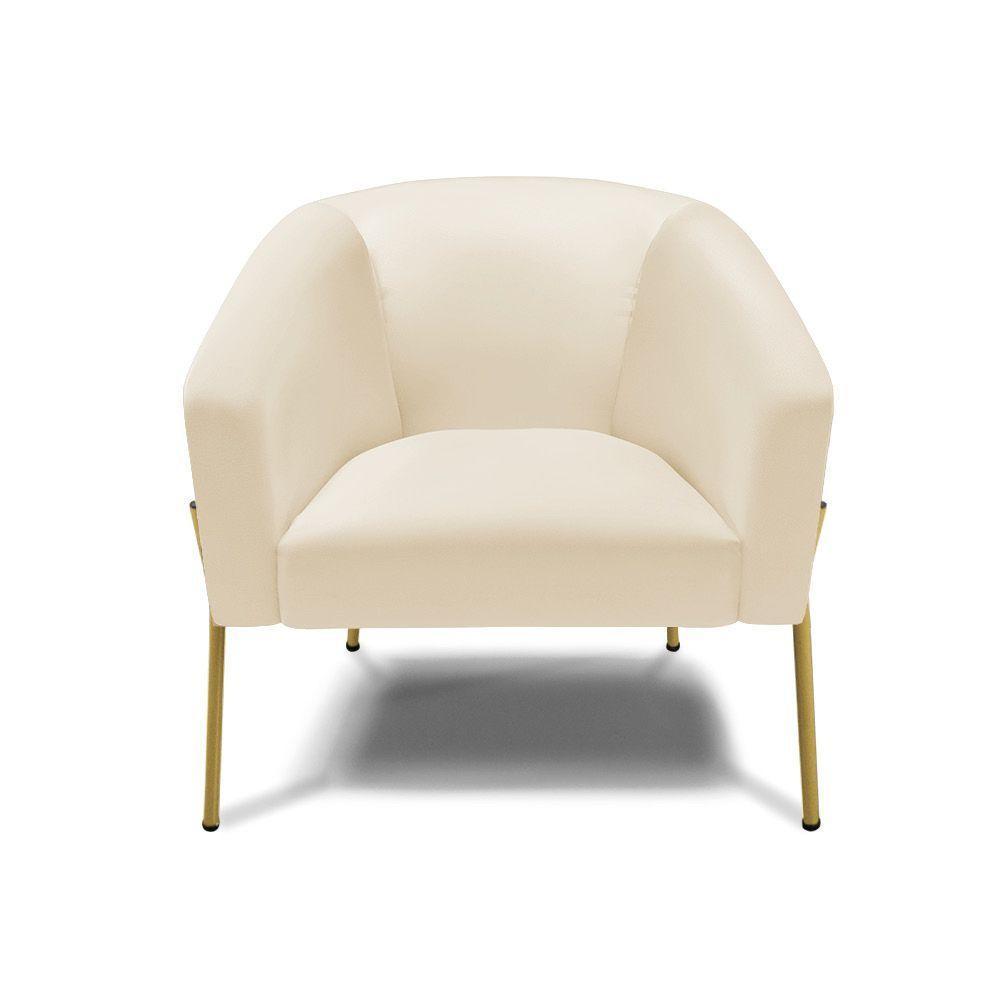 Cadeira Sala De Jantar Pé De Ferro Dourado Stella Sintético D03 - D'rossi Cor Bege - 3