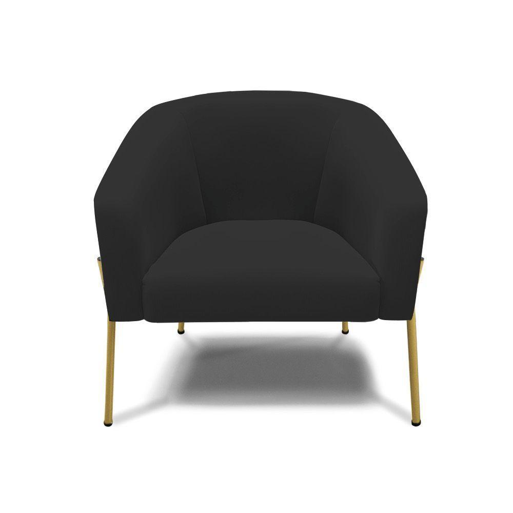 Cadeira Sala De Jantar Pé De Ferro Dourado Kit 2 Stella Veludo D03 - D'rossi Cor Preto - 3