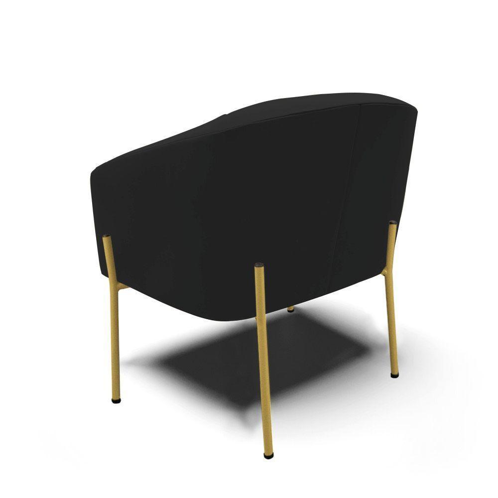 Cadeira Sala De Jantar Pé De Ferro Dourado Kit 2 Stella Veludo D03 - D'rossi Cor Preto - 4