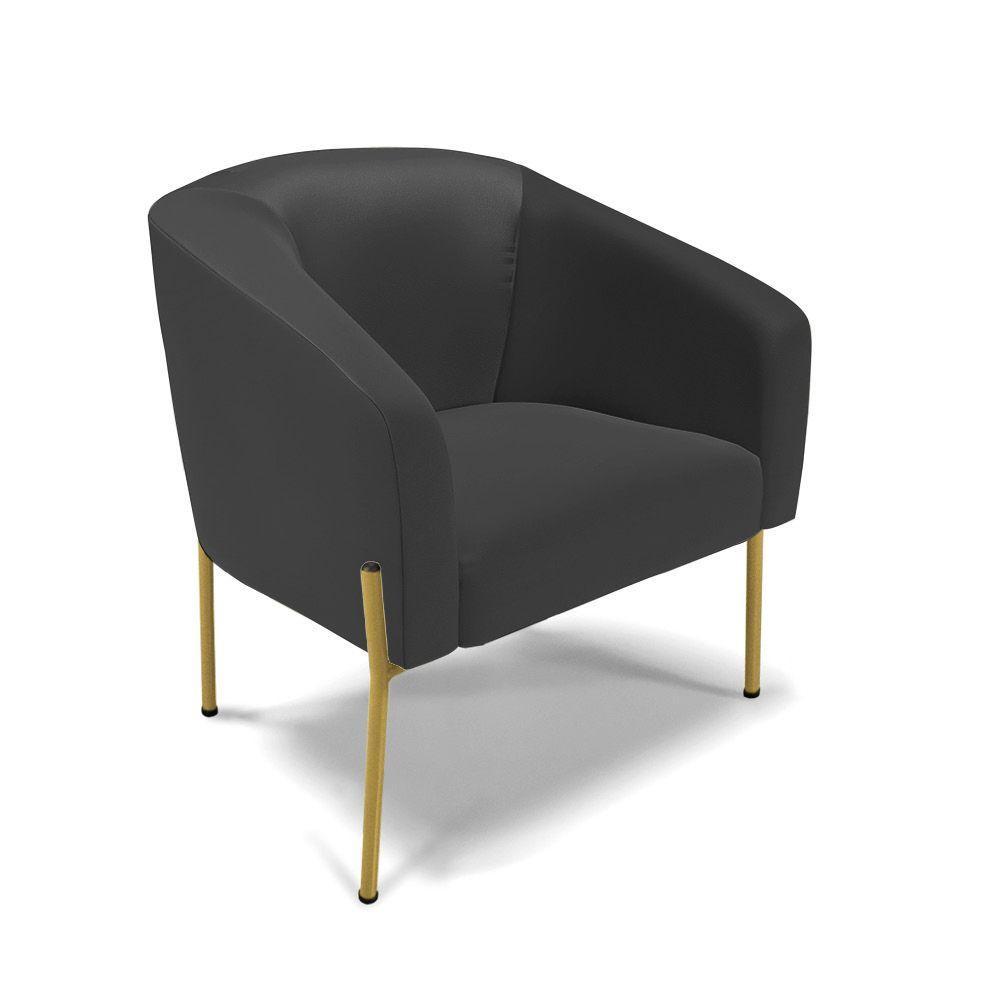 Cadeira Sala De Jantar Pé De Ferro Dourado Kit 2 Stella Sintético D03 - D'rossi Cor Preto - 3