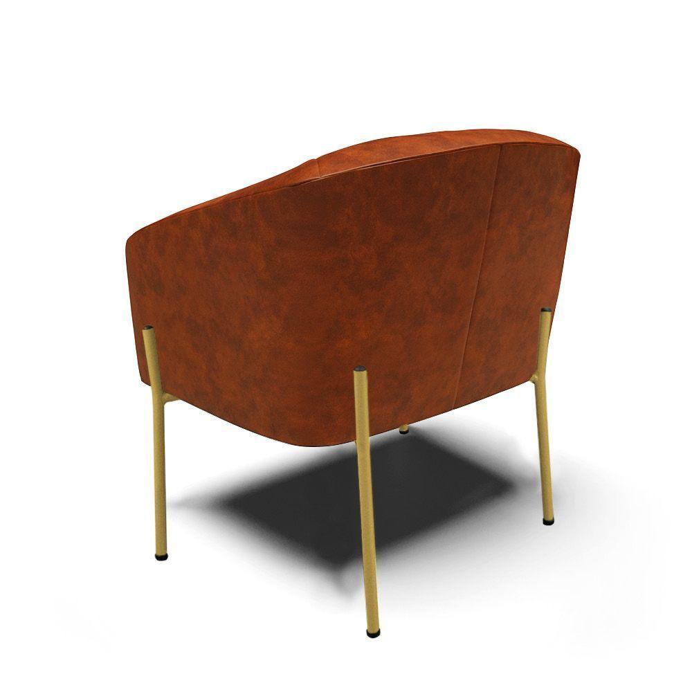 Cadeira Sala De Jantar Pé De Ferro Dourado Stella Sintético Pu D03 - D'rossi Cor Nozes - 2