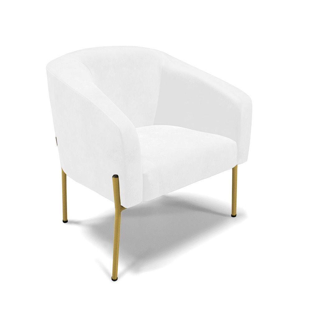 Cadeira Sala De Jantar Pé De Ferro Dourado Stella Sintético Pu D03 - D'rossi Cor Branco - 1