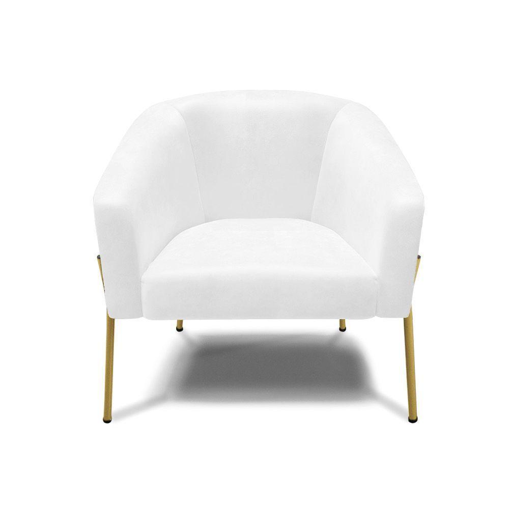 Cadeira Sala De Jantar Pé De Ferro Dourado Stella Sintético Pu D03 - D'rossi Cor Branco - 3