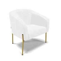 Cadeira Sala De Jantar Pé De Ferro Dourado Stella Sintético Pu D03 - D'rossi Cor Branco - 1