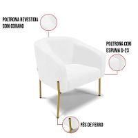 Cadeira Sala De Jantar Pé De Ferro Dourado Stella Sintético Pu D03 - D'rossi Cor Branco - 5