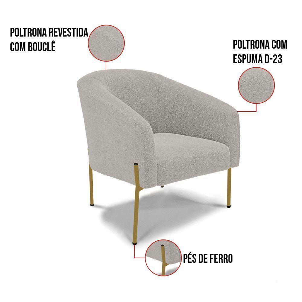 Cadeira Sala De Jantar Pé De Ferro Dourado Stella Bouclê D03 - D'rossi Cor Cinza - 5