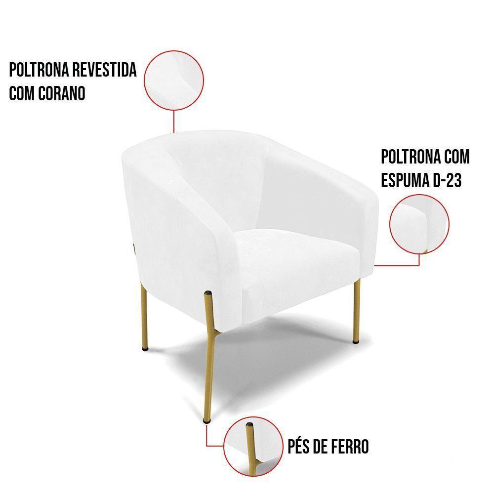 Cadeira Sala De Jantar Pé Ferro Dourado Kit 2 Stella Sintético Pu D03 - D'rossi Cor Branco - 5