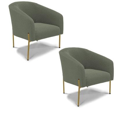 Cadeira Sala De Jantar Pé Ferro Dourado Kit 2 Stella Bouclê D03 - D'rossi Cor Verde Pistache