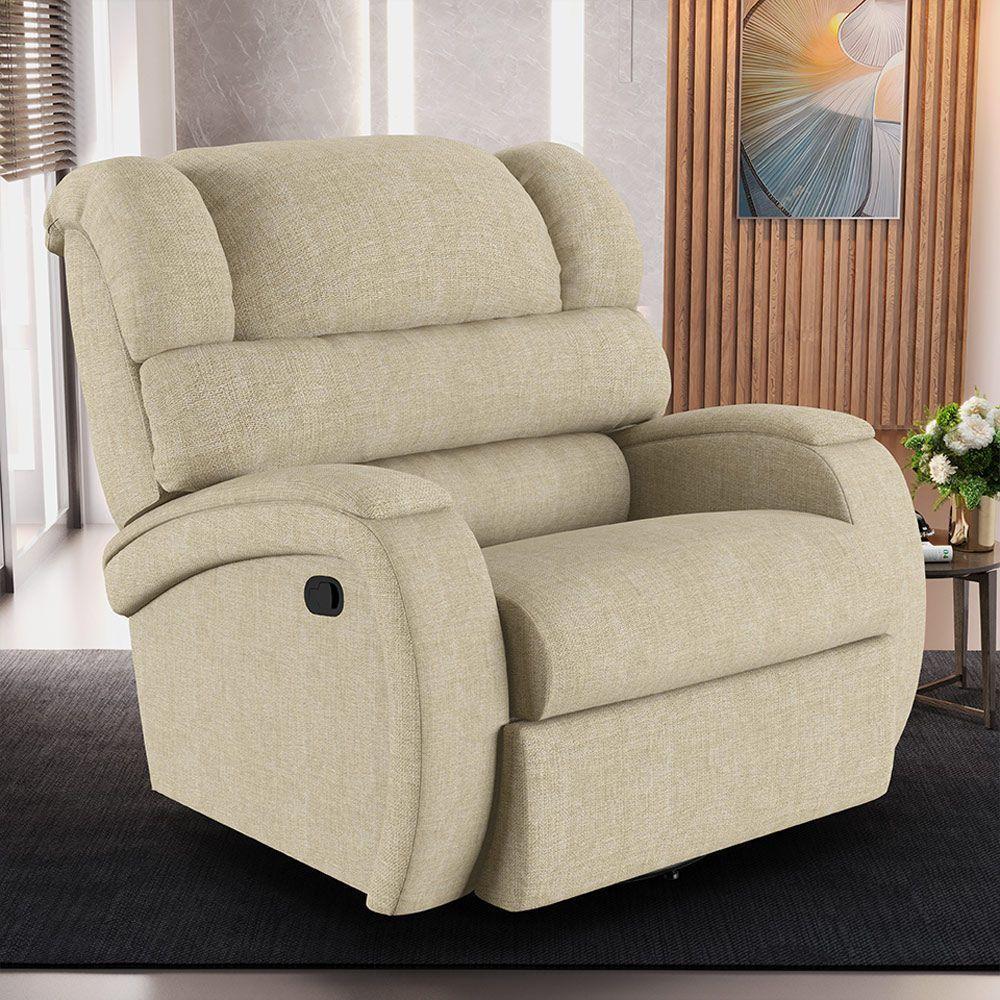 Poltrona Do Papai Reclinável Napoli Glider Giratória Massagem Linho Bege Fh1 - 8
