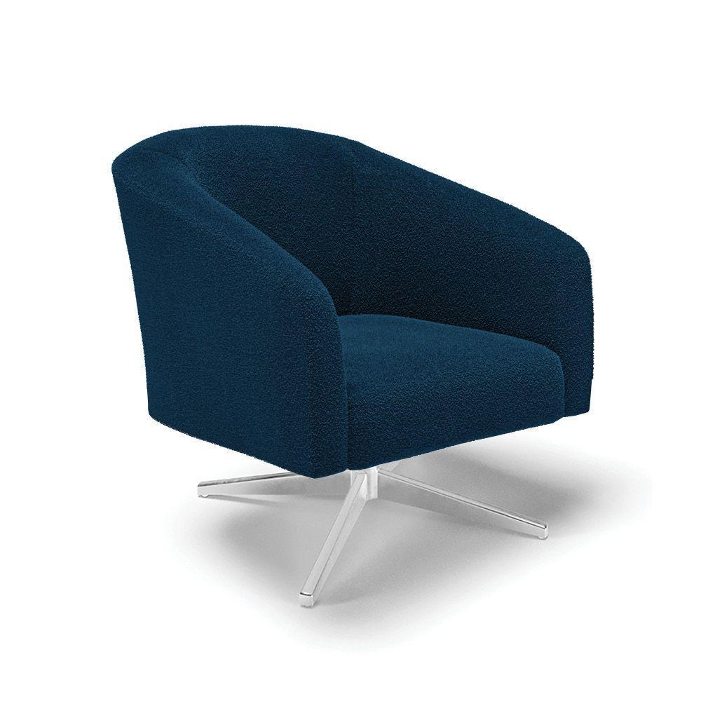 Cadeira Sala De Jantar Giratória Base Cromada Stella Bouclê D03 - D'rossi Cor Azul - 1