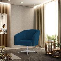 Cadeira Sala De Jantar Giratória Base Cromada Stella Bouclê D03 - D'rossi Cor Azul - 6